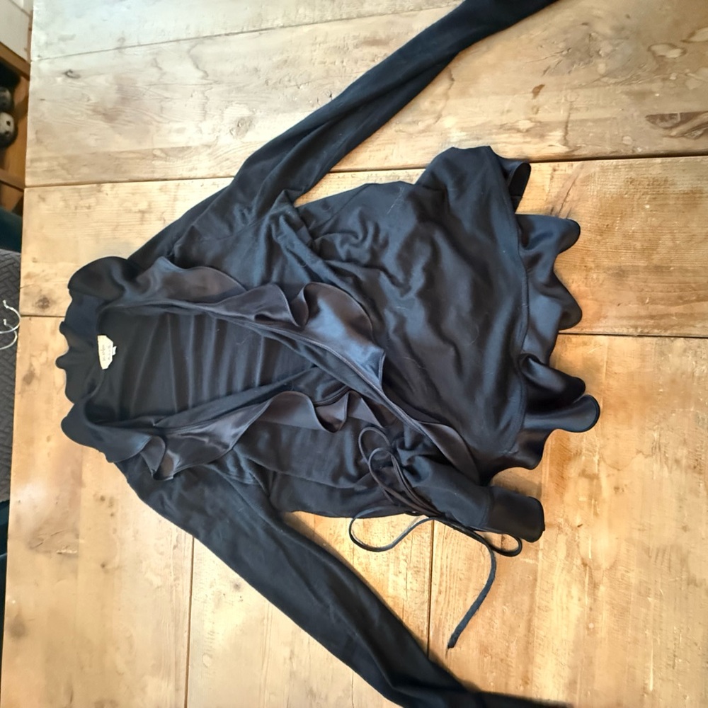 Max Mara Elegant Black Wrap Cardigan max Mara ruffles